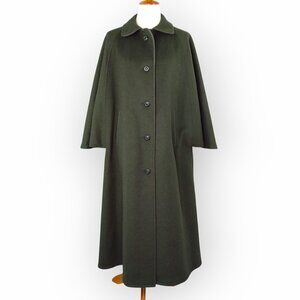 Vtg Lodenfrey Cape Coat Long Wool Blend Size 42 EU 10/12 US Green West Germany
